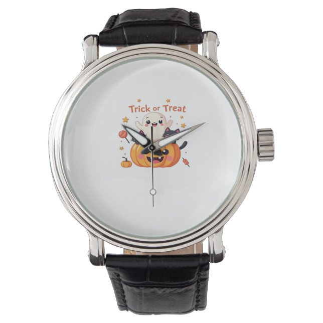 Reloj De Pulsera Halloween lindo - Kawaii Ghost y Black Cats Class (Anverso)