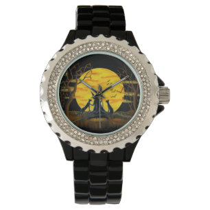 Reloj De Pulsera Halloween, moda, reloj, bruja, negro, gatos, murci