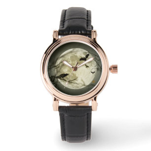 Reloj De Pulsera Halloween Moon Spooky Crows