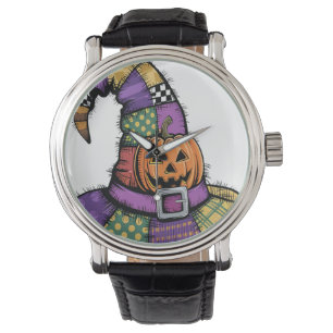 Reloj De Pulsera Halloween Patchwork Witch Gorra Spooky