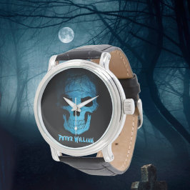 Reloj De Pulsera Halloween Personal Scary Blue Night Skull