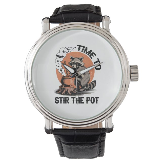 Reloj De Pulsera Halloween retro: Tiempo feral para remover la olla (Anverso)