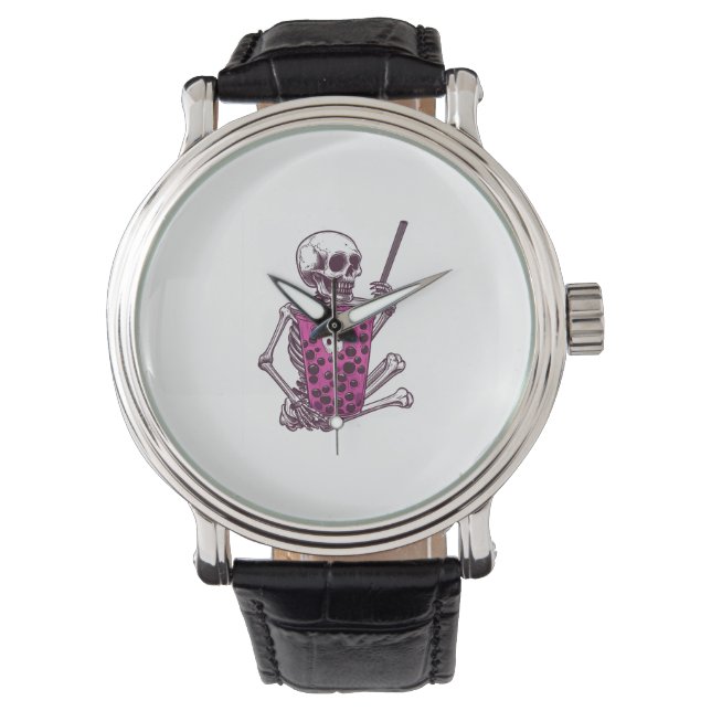 Reloj De Pulsera Halloween Skeleton Bubble Tea (Anverso)