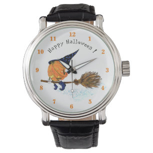 Reloj De Pulsera Halloween Watch Witch Pumpkin Flying Broom