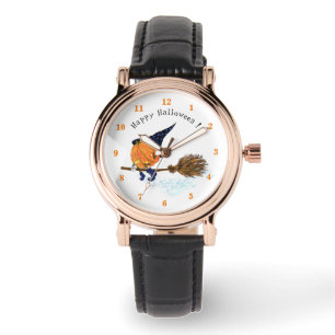 Reloj De Pulsera Halloween Watch Witch Pumpkin Flying Broom