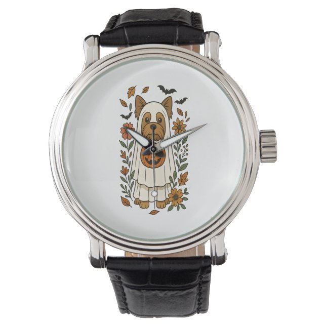 Reloj De Pulsera Halloween Yorkshire Terrier Floween (Anverso)
