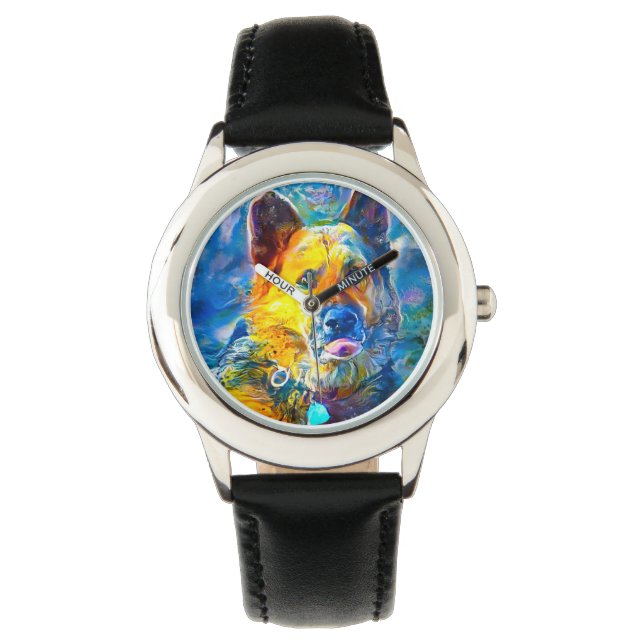 Reloj De Pulsera Halo: Retrato de un pastor alemán (Anverso)