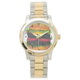 Reloj De Pulsera Hamburguesa doble de lujo con queso