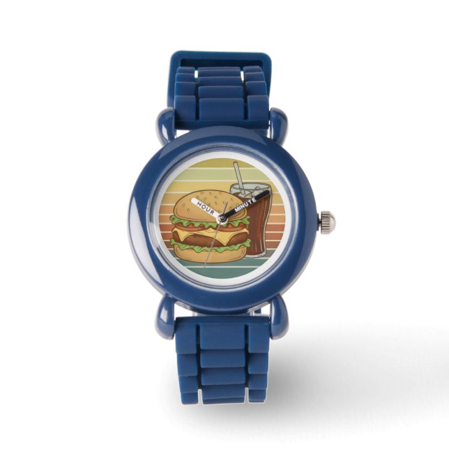 Reloj De Pulsera Hamburguesa retro con queso. (Anverso)