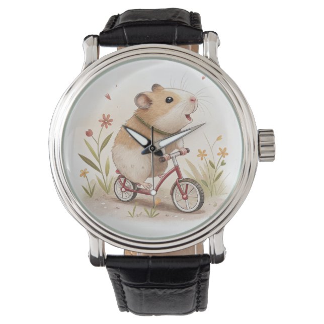 Reloj De Pulsera Hamster en bicicleta (Anverso)