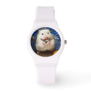 Reloj De Pulsera Hámster sirio mullido Kokolinka que come una