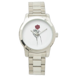 Reloj De Pulsera Hand Holding Rose Minimal Art Women’s – Elegant Fl
