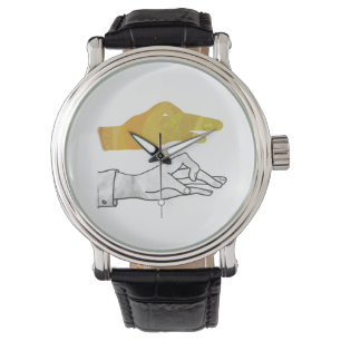 Reloj De Pulsera Hand Silhouette Duck Amarillo