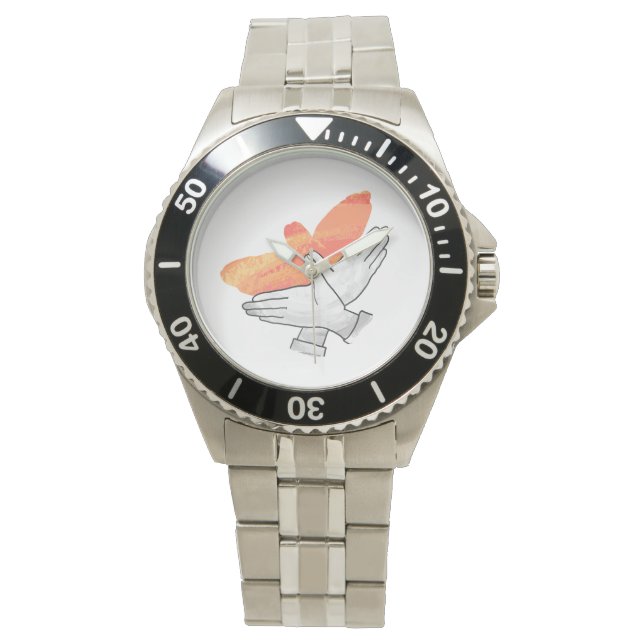 Reloj De Pulsera Hand Silhouette Eagle Naranja (Anverso)