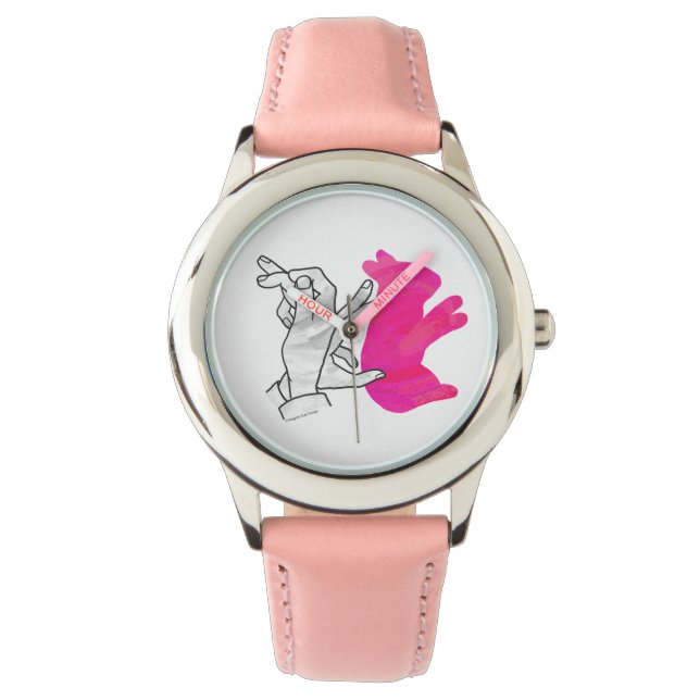 Reloj De Pulsera Hand Silhouette Rabbit Pink (Anverso)