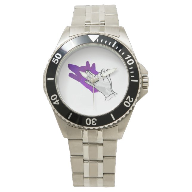 Reloj De Pulsera Hand Silhouette Wolf Purple (Anverso)