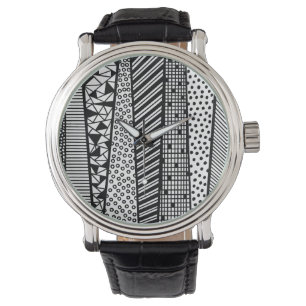 Reloj De Pulsera Handpainted black and design white