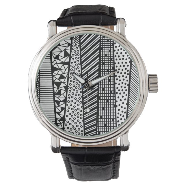 Reloj De Pulsera Handpainted black and design white (Anverso)