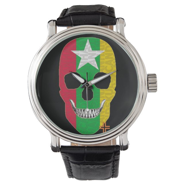 Reloj De Pulsera HANDSKULL Myanmar watch hombres cuero B2 (Anverso)
