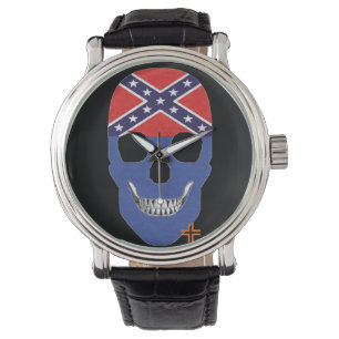 Reloj De Pulsera HANDSKULL Rebel Blue watch hombres cuero B2