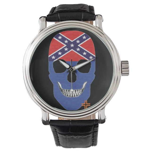 Reloj De Pulsera HANDSKULL Rebel Blue watch hombres cuero B2 (Anverso)