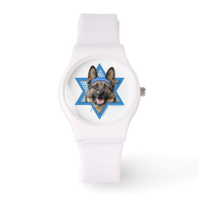 Reloj De Pulsera Hanukkah Star of David - Pastor alemán (Anverso)
