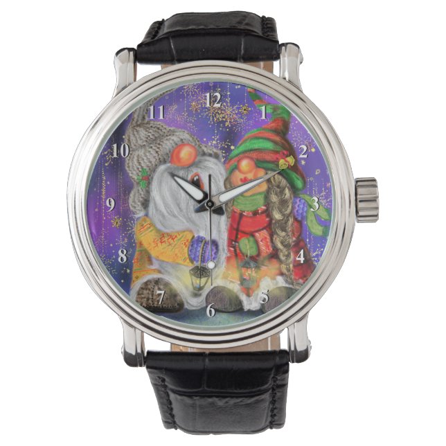 Reloj De Pulsera Happy Couple Gnome Navidad Watch (Anverso)