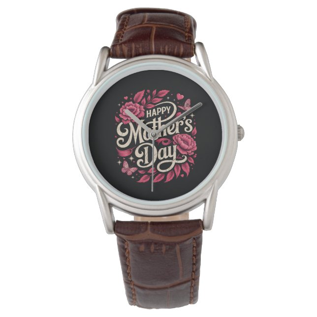 Reloj De Pulsera Happy Mothers Day Cute Floral Mom (Anverso)