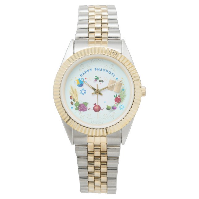 Reloj De Pulsera Happy SHAVUOT adorno siete especies (Anverso)