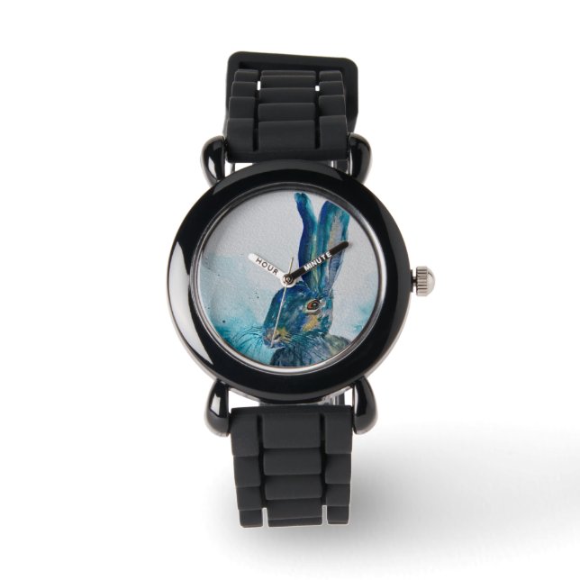 Reloj De Pulsera Hare Rabbit Watercolor (Anverso)