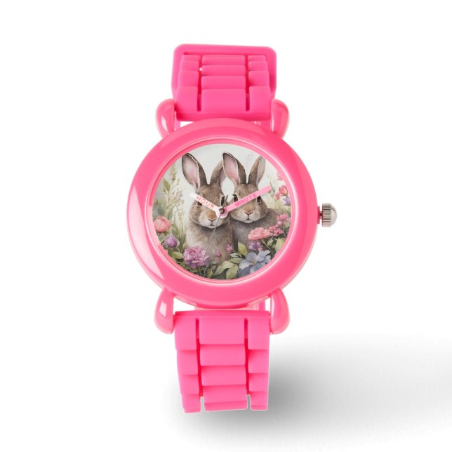 Reloj De Pulsera Hares y flores silvestres (Anverso)