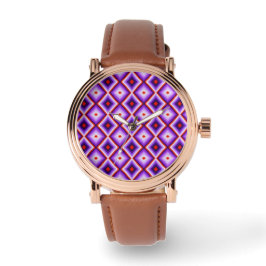 Reloj De Pulsera Harlequin Diamond Checkered Purple Pattern
