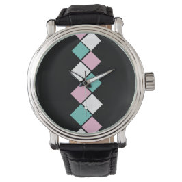 Reloj De Pulsera Harlequin Watch (Negro, Aqua y Rosa)
