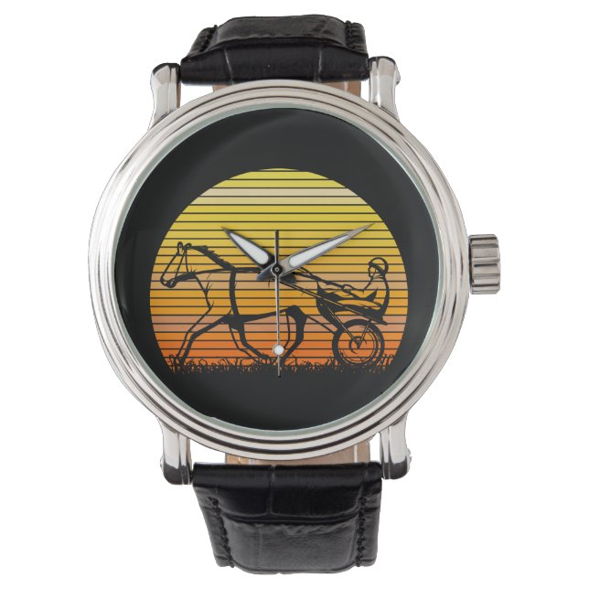 Reloj De Pulsera Harness Carreras Race Horse Sunset Silhouette (Anverso)