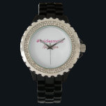 Reloj De Pulsera Hashtag de la dama de honor ligero rosa añadir nom<br><div class="desc">diseño de circunferencia</div>