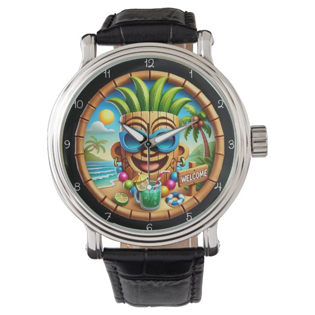 Reloj De Pulsera Hawaiian Hut Welcome: Tropical Beach (Anverso)