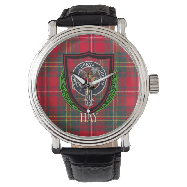 Reloj De Pulsera Hay Scottish Clan Tartan & Crest (Anverso)