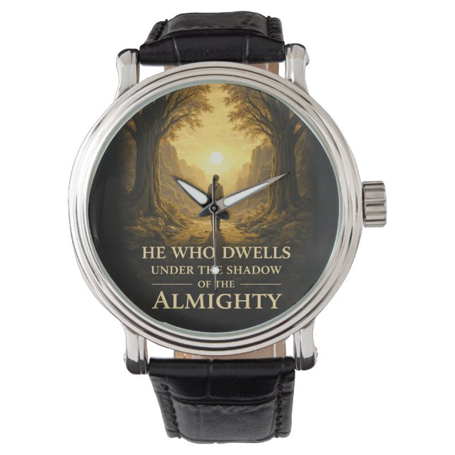 Reloj De Pulsera He Who Dwells Psalm 91 Christian Art (Anverso)