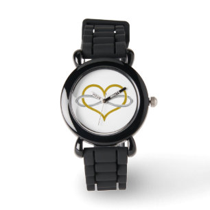 Reloj De Pulsera Heart Infinity Gold Silver