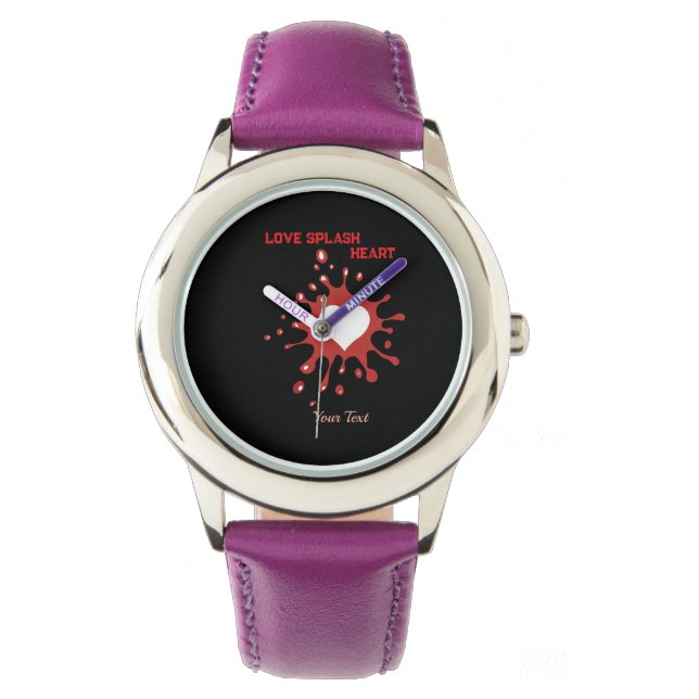 Reloj De Pulsera Heart Splash Art – Creative Love Expression Design (Anverso)
