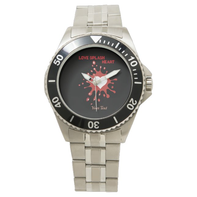Reloj De Pulsera Heart Splash Art – Creative Love Expression Design (Anverso)