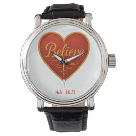 Reloj De Pulsera Heart with Believe in Gold