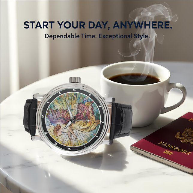 Reloj De Pulsera Heavenly Rose Serenade Stained Glass Angel (Subido por el creador)