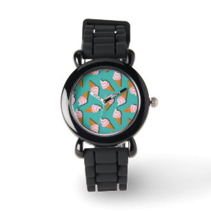 Reloj De Pulsera Helado de conos de gofre y patrón de yogur congela