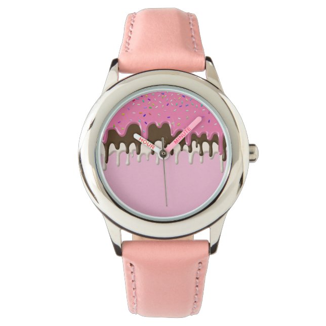 Reloj De Pulsera Helado de crema rosa espolvorear llovizna (Anverso)