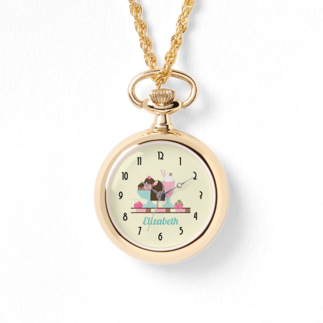 Reloj De Pulsera Helados Sundae Deliciosos Tratamientos (Anverso)