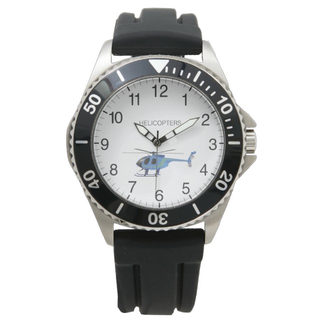 Reloj De Pulsera Helicóptero azul claro (Anverso)