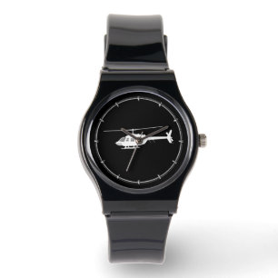 Reloj De Pulsera Helicóptero Chopper Silhouette Flying Black
