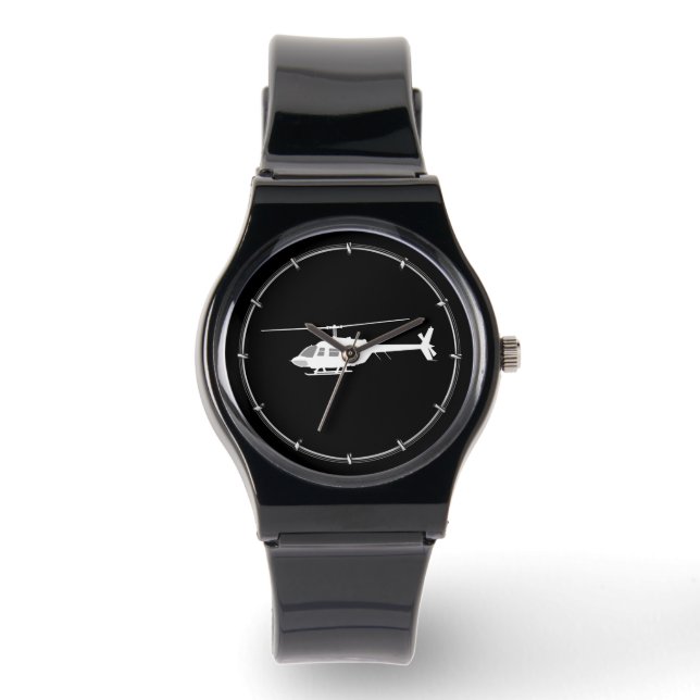 Reloj De Pulsera Helicóptero Chopper Silhouette Flying Black (Anverso)