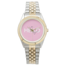 Reloj de pulsera "Hello" rosa personalizado con Pe